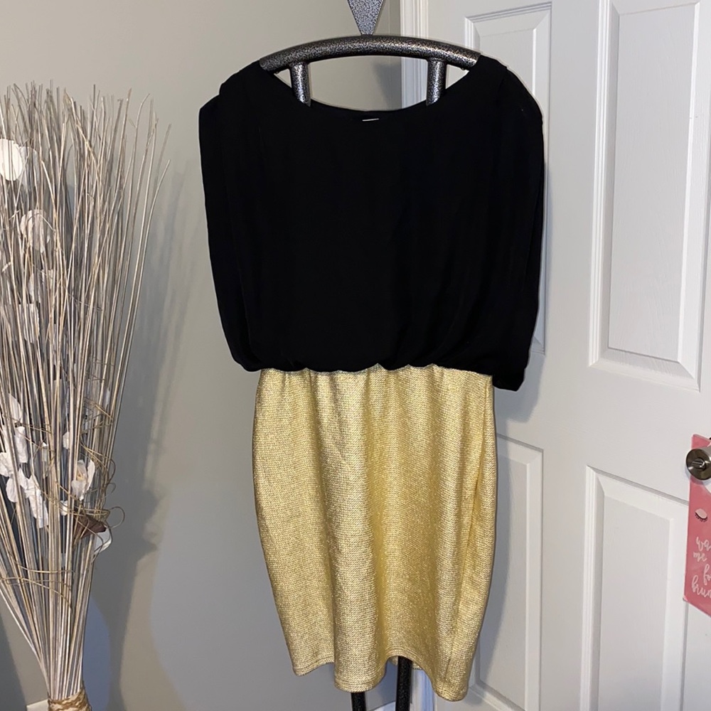 Cameo Black and Gold Evening Dress